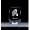 Zebra with name 17 oz. stemless wine glass