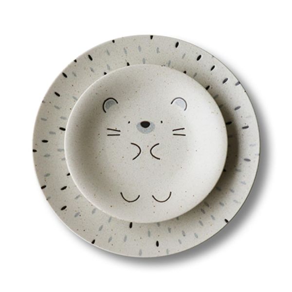 Awasaka Mogu Lunch Hedgehog Plate Pair 7-2099