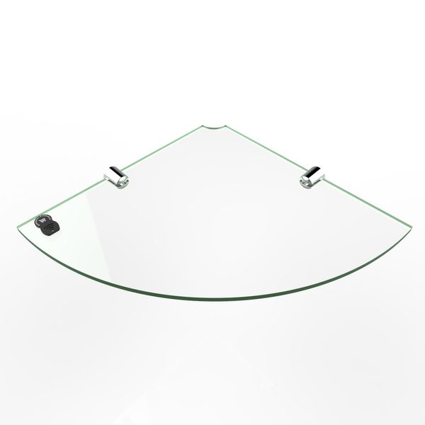 Acrylic Corner Shelf with cable feed through notch - 250mm - approx 10" suitable for computer speaker, webcam etc, Free Trolley Token Material Sample Included per Shipment, Glass Effect