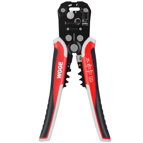 WGGE WG-014 Self-Adjusting Insulation Wire Stripper. For stripping wire from AWG 10-24, 3 in 1 Automatic Wire Stripping Tool/Cutting Pliers Tool, Automatic Strippers with Cutters & Crimper 8"