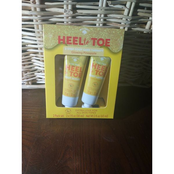 Heel to Toe 2 Step Foot Care Glowing Pineapple 2 Pack Set Moisturize 2 fl oz