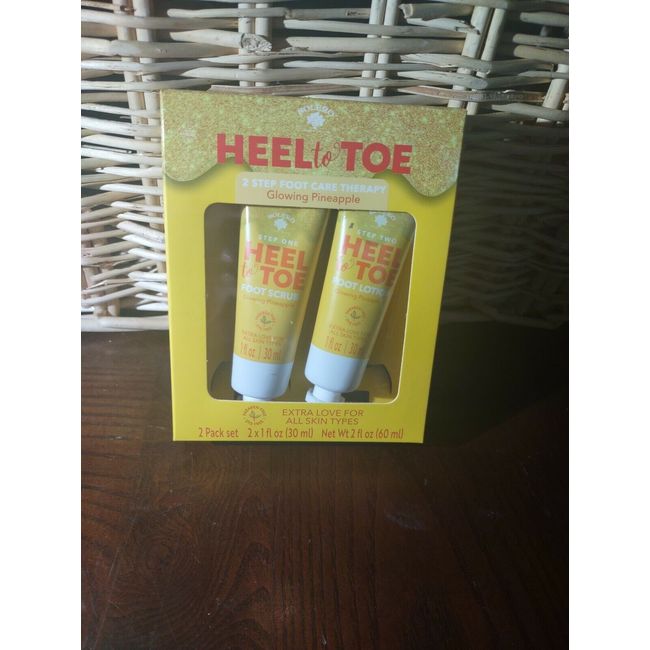 Heel to Toe 2 Step Foot Care Glowing Pineapple 2 Pack Set Moisturize 2 fl oz