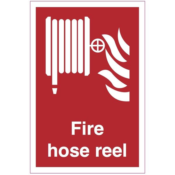 FIRE HOSE REEL health and safety vinyl sticker 136 x 202mm