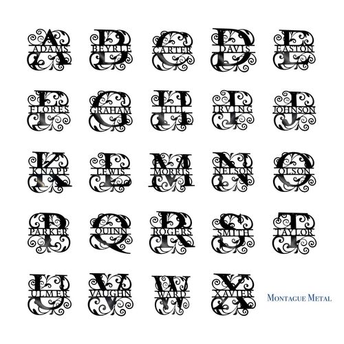 Montague Metal Products - Personalized Split Letter Monogram - 13 Color Choices - Customized Steel Monogram Sign - Last Name Sign - Indoor or Outdoor Decor (8 in, Sea Blue)