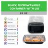 150 Pack - 28 Oz. Black Meal Prep Microwavable Food Containers with Lids