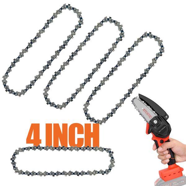 4 Pcs Mini Chainsaw Chain 4 Inch Replacement Chains for Cordless Electric Portable Chainsaw, Durable Carbon Steel Saw Chains for Pruning Shears and Wood Cutting