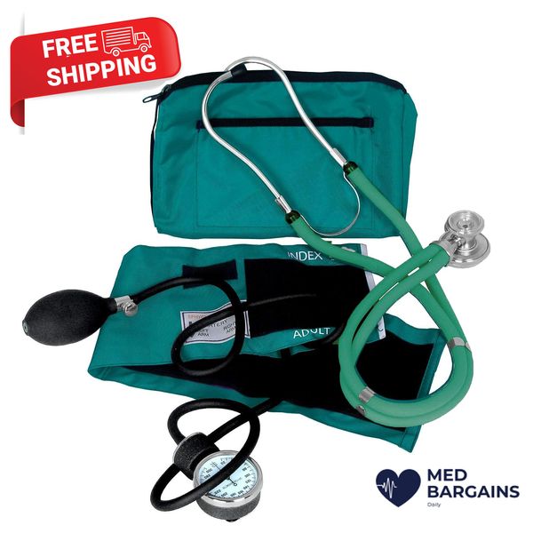 Dixie EMS Professional Blood Pressure KIT W/ Green Stethoscope - TEAL