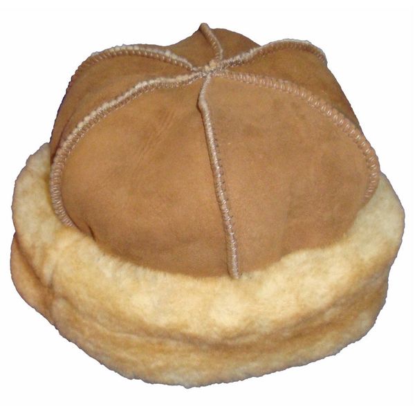 VillageShop Sheepskin Round Hat Medium Stony Tan