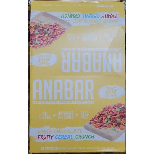 Anabar Fruity Cereal Crunch Whole Food Performance 21 g Protein Bar, 12 Bars