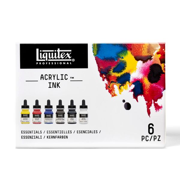 Liquitex Professional Acrylic Ink, 1-oz (30ml), Essential Color Set, Set of 6