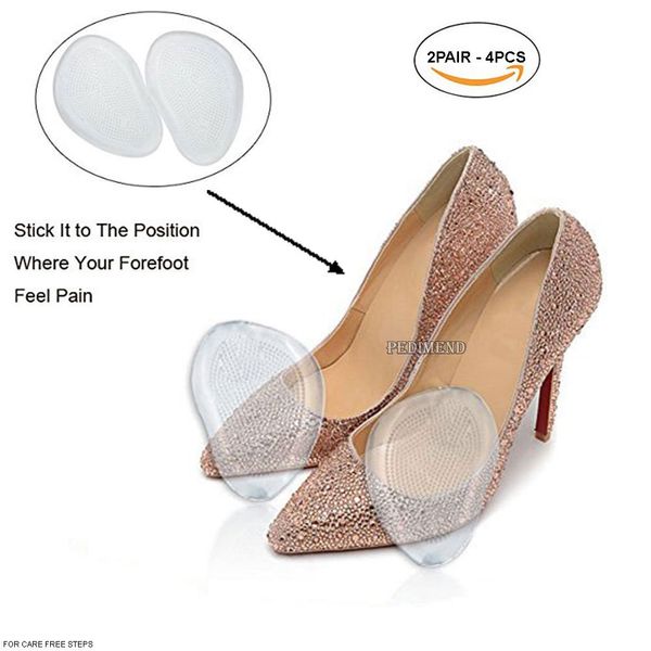 PEDIMEND Transparent Silicone Gel Ball of Foot Cushion (2PAIR) - Metatarsal Pads Pain Relief for High Heel - Shock Absorber Pads - for Cuticle/Corns/Callus - Unisex - Foot Care