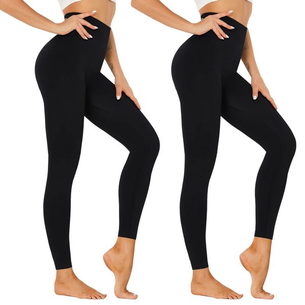 Super Soft Leggings for Women(2 Pack)-Tummy Control High Waisted Workout Womens Leggings Gifts(L-XL)