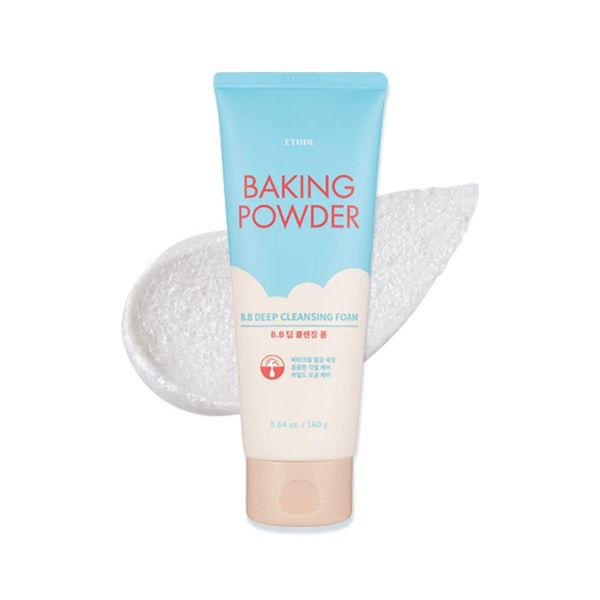 Etude House Baking Powder B.B Deep Cleansing Foam, 5.4 fl.oz.(160ml) (21AD) | Perfect Cleansing and Peeling, Removes Pore Waste and Dead Skin Cells