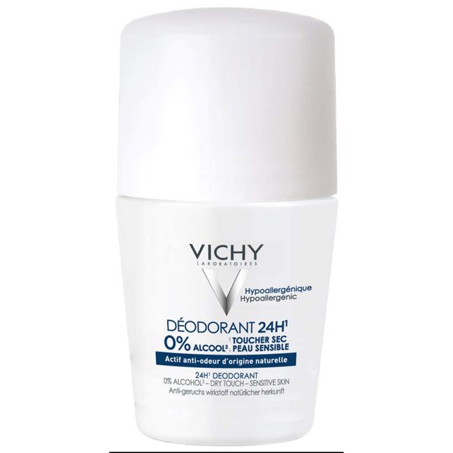 Vichy 24-Hour Dry-Touch Roll-On Deodorant, Aluminum-Free with Invisible Residue-Free Clear Finish, Safe for Sensitive Skin, 1.69 Ounce (Pack of 1)