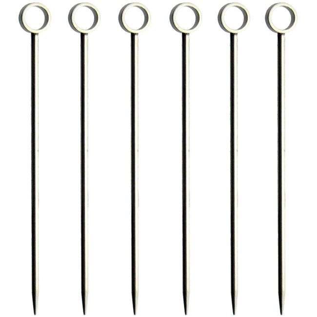 Nagao Pintxos Pick Hors D'oeuvres Pin, Round Hole, Set of 6, Stainless Steel, Made in Japan