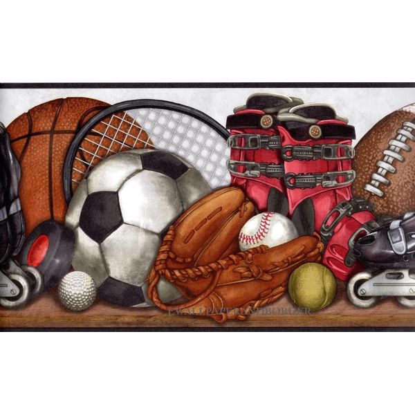 Sports Balls Wallpaper Border Kids Sport Shelf Basketball Baseball Football