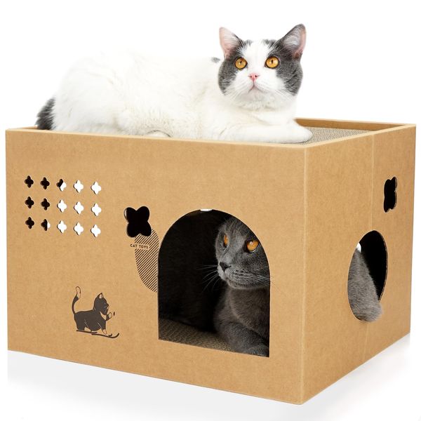 ULIGOTA Cat Claw Sharpener, Cardboard, Cat House, For Cats, Cardboard House, Cat Bed, Breathable, Durable, Stress Relief, Easy Assembly