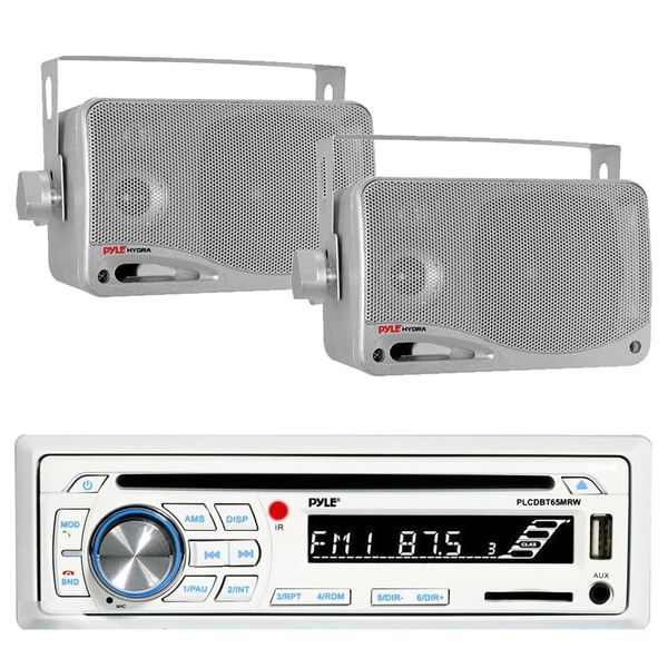 New PLCDBT65 Marine Boat CD SD USB Stereo System & Bluetooth + 2 Speakers