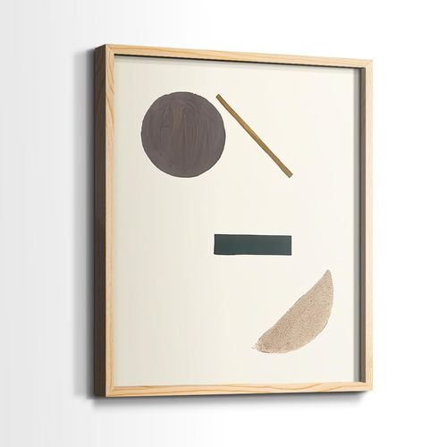 Renditions Gallery Set of 2 Peel & Stick Framed Prints, Abstract Wall Art, Interconnected Geometrical Shapes Wall Decor, Re-Stickable - Ready to Hang - 8"x10" Natural Frame LT583