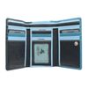 Visconti Rainbow Collection Bora Tri-Fold Leather Purse RFID Blocking RB43 Blue Multi