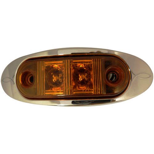 Autosmart KL-15114AE Amber Oval LED Clearance/Side Marker Light with Chrome Bezel