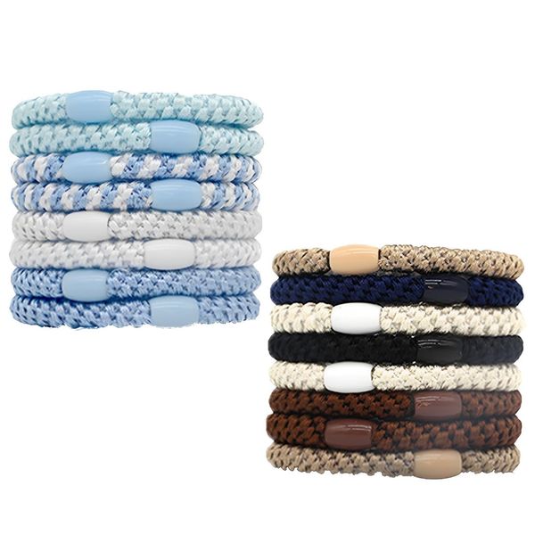 16 Stück Haargummi Armband,Haarbänder Mädchen,Hair Ties,Haargummi Mädchen,Elastic Hair Tie for Women,Für Student, Büroangestellter Oder Freund Bei Outdoor-Aktivitäten Sind (Blau,Milchkaffee)