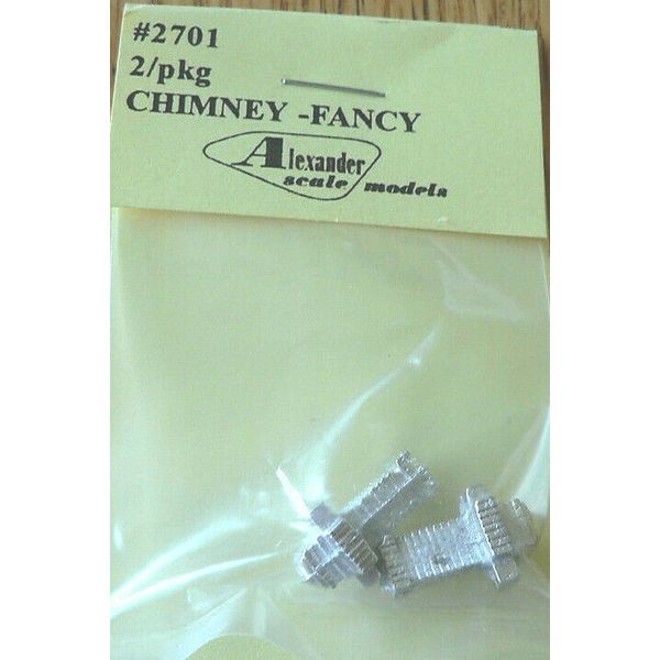 Alexander Scale HO #2701 Fancy Chimneys 2/pkg.  Cast 1:87 Scale (White Metal)