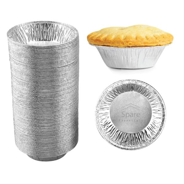 (60 Pack) Pie Tins 5 inch, Disposable Mini Pies Tin, Tart Aluminum Tins, Individual Serving Pie & Personal Pies for Baking Mini Chicken Potpie, Small Homemade Cakes & Quiche, Foil Tins, Freeze-Reheat