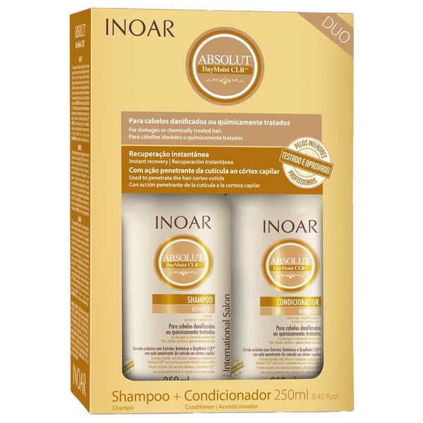 INOAR – Absolut DayMoist CLR Shampoo & Conditioner Set, Preserves Color and Shine, Hair Treatment for Damaged Hair, Vegan Hair Product, Designed for Men and Women (2 Bottles, 8.5 oz. each)