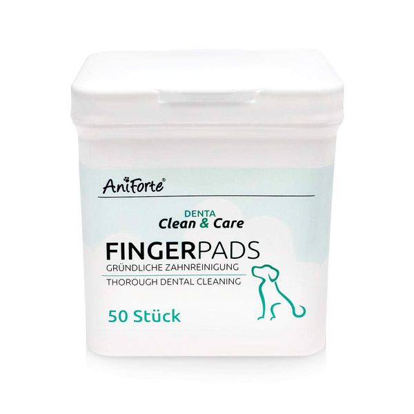 AniForte Denta Clean & Care Finger Pads for Dogs 50 Pieces - Finger Pads for Dental Care & Teeth Cleaning, Cleans Gums, Reduces Plaque, Pads for Oral Hygiene & Fresh Breath