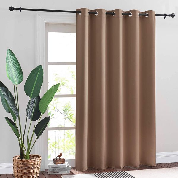 RYB HOME Patio Door Curtains - Blackout Indoor Outdoor Curtains Privacy Room Divider Curtains for Home Theatre Living Room Dining Backdrop, W 70 x L 84 inches, 1 Pc, Cappuccino