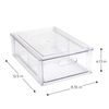 Smart Design Pull-Out Stackable Storage Bin with Removable Dividers - Small - 12.5" D x 8.35" W x 4.13" H - Clear