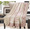 Original 100% Cotton Patchwork Quilt Full Queen Size Pink Floral Bedspread Co...