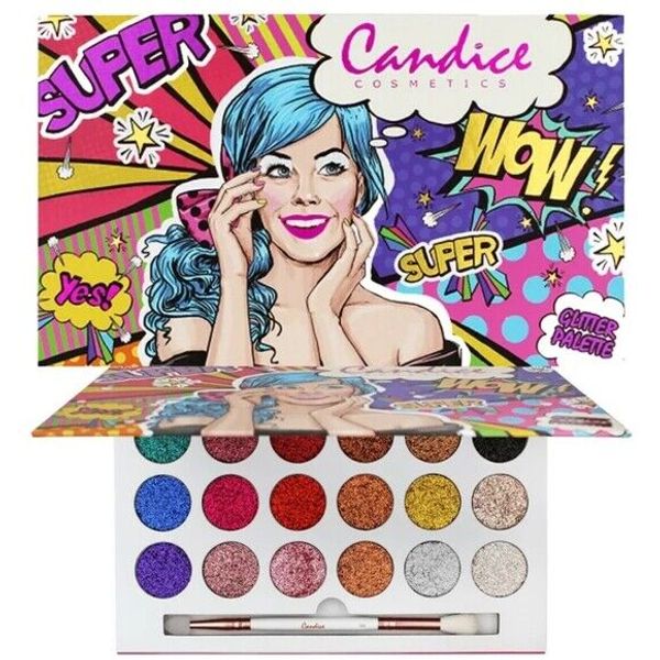 Candice Pressed Glitter Eyeshadow Palette 18 Sparkle & Glitter Shades