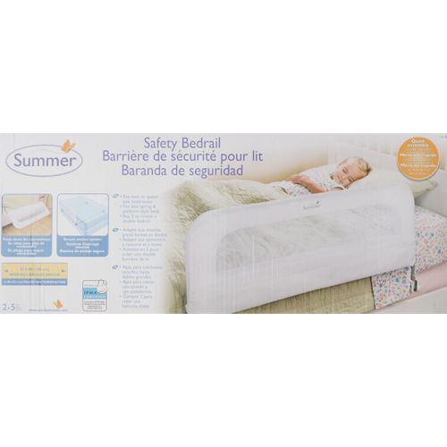 Summer Infant Single Fold Safety Bedrail, White, Metal and Fabric Bedrail for Toddlers, 42.5” Long, Fits Twin, Full, and Queen Beds and Accommodates Thick Mattresses and Platform Beds