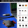 Komitasui Memory Card Reader, USB 3.0 and USB-C to SD Micro SDXC, Micro SD, Micro SDHC, M2, MS, CF Card Reader Adapter, 4 Cards Simultaneously Read and Write