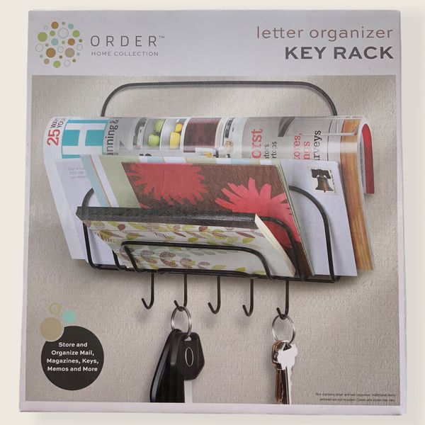 Order Home Wall Organizer Key Rack Letter Holder 5 Hooks Black Wire Wall Mount