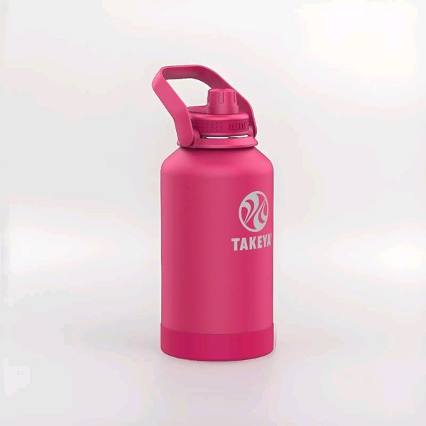 Takeya 64 oz Pickleball Stainless Steel Insulated Water Bottle Backspin Pink