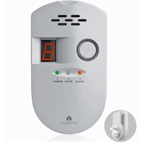 Mydome Gas Leak Detector [V2 – Update] | Accurate Natural Gas Alarm With A Loud Alarm & Digital Display, White