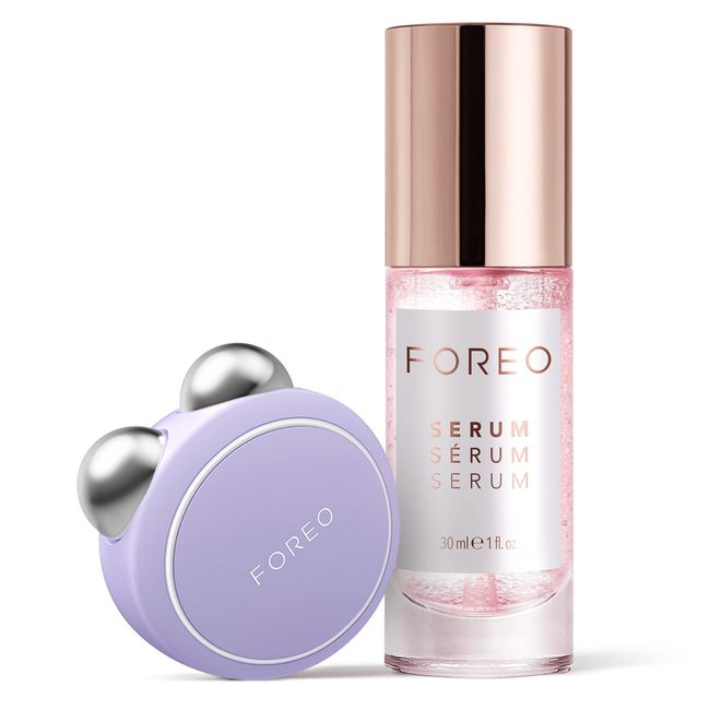 FOREO Firm & Fabulous BEAR mini Lavender + Serum Serum Serum 30ml Anti aging Starter Kit| Microcurrent Facial Device | Instant Face Lift | Double Chin Eliminator | Facial Skin Care Products | | Set