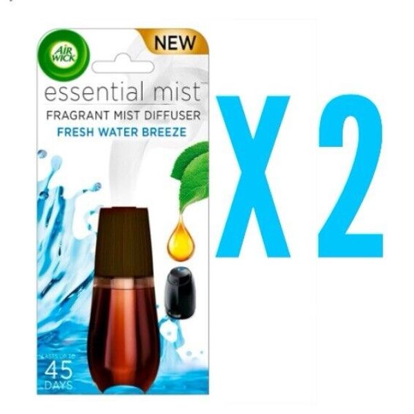 Air Wick Essential Oils Diffuser Mist Refill, Fresh Water Breeze. (2 Pack) New