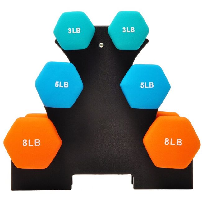 Everyday essentials dumbbell set with best sale stand 3lbs 5lbs 8lbs set