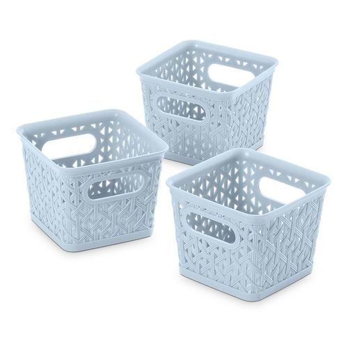 Whitmor Small Light Blue Resin Tote, 3 Pack/Set,Total 4 Sets, 12 Pcs