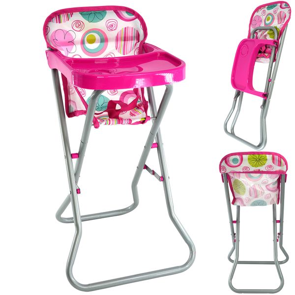 Bibi Doll - Dolls Feeding High Chair Folding Metal Frame Dolls Furniture Pretend Play Girls Toy (High Chair)