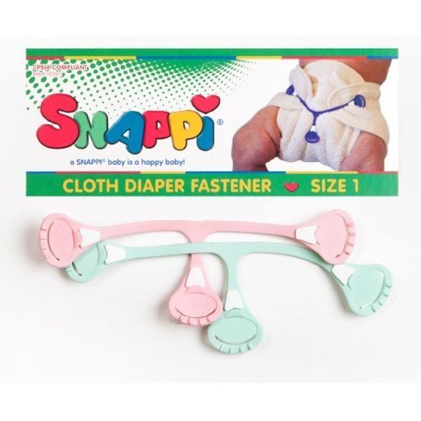 Snappi Cloth Diaper Fasteners - Pack of 2 (Mint Green / Pink) by Snappi? (English Manual)