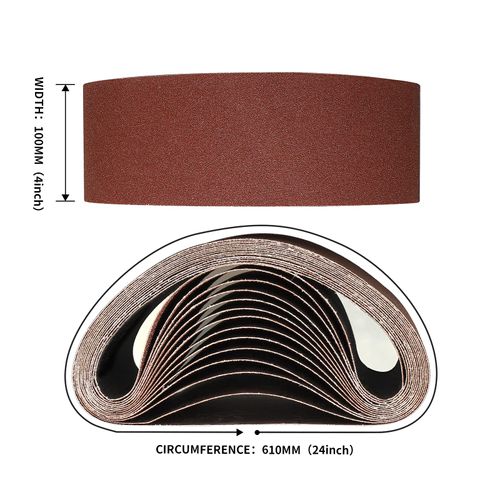 Sruhrak 100X610mm Abrasive Sanding Belt Set - 12 Pack 80 Grits Sandpaper Belts for Portable Belt Sander