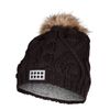 LEGO Wear Girls Knitted Winter Beanie Hat, Dark Brown