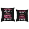 Vermicompost Worm Hunter White Worms Worm Farmer Throw Pillow
