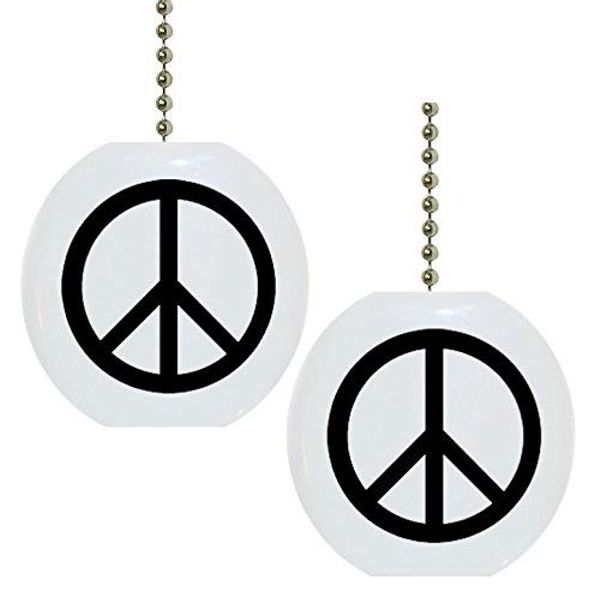 Set of 2 Black Peace Sign Ceramic Fan Pulls
