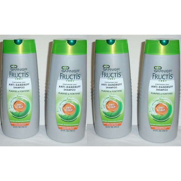 Garnier Fructis Anti-Dandruff Shampoo Dry Scalp 4 LARGE Bottles *25.4oz Each*